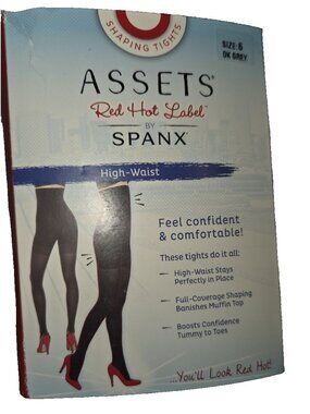 SPANX Assets Red Hot Label High Waist Shaping Tights  Size 6 Gray NEW